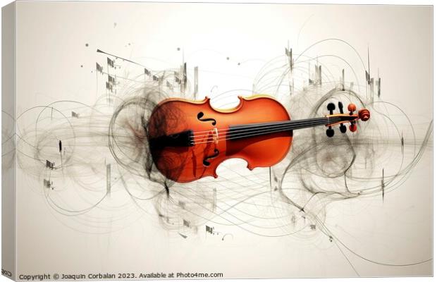 An artistic illustration of a violin surrounded by inspiring abs Canvas Print by Joaquin Corbalan