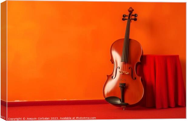 Beautiful violin leaning against a red wall. Ai generated. Canvas Print by Joaquin Corbalan