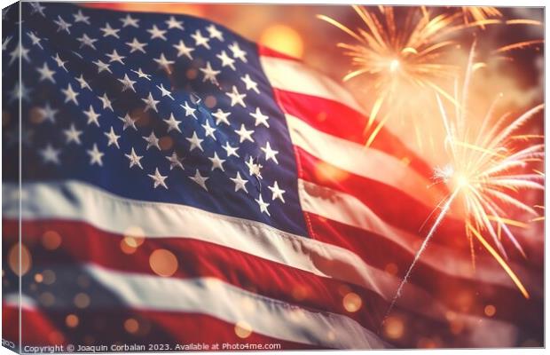 Celebration with patriotic american flag background. Ai generate Canvas Print by Joaquin Corbalan