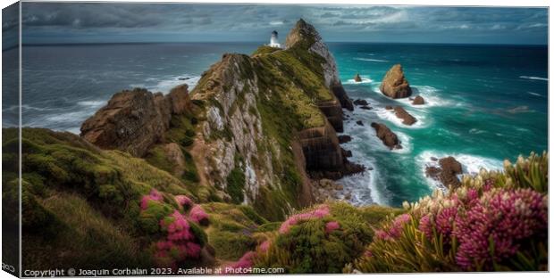 The rugged coastline of Nugget Point in Otago, whe Canvas Print by Joaquin Corbalan