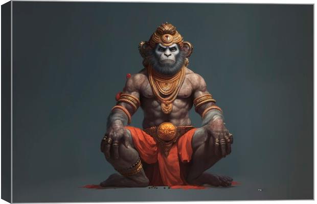 Representation of Hanuman, Hindu monkey god. Ai generated. Canvas Print by Joaquin Corbalan