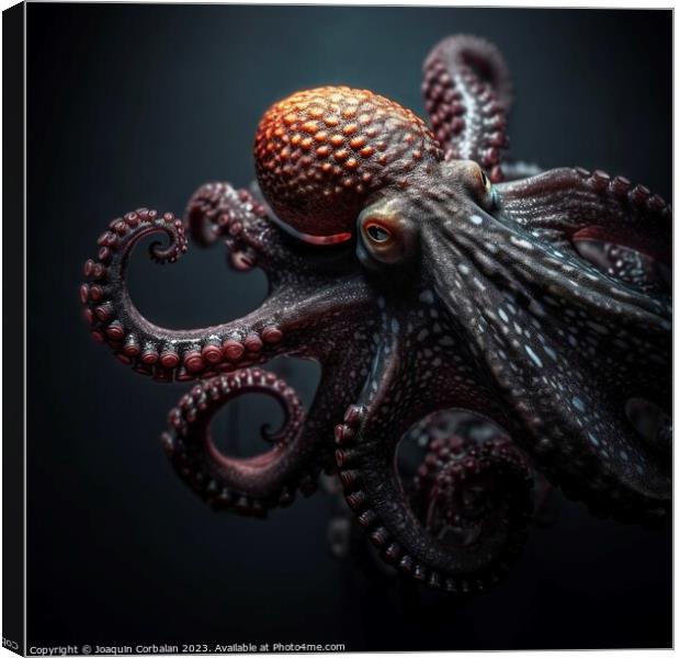 An octopus, in studio and black background. Ai generated. Canvas Print by Joaquin Corbalan