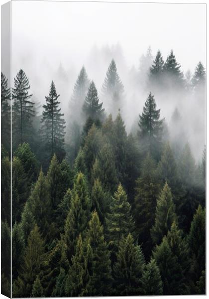 A misty morning in the forest, natural background. Ai generated. Canvas Print by Joaquin Corbalan