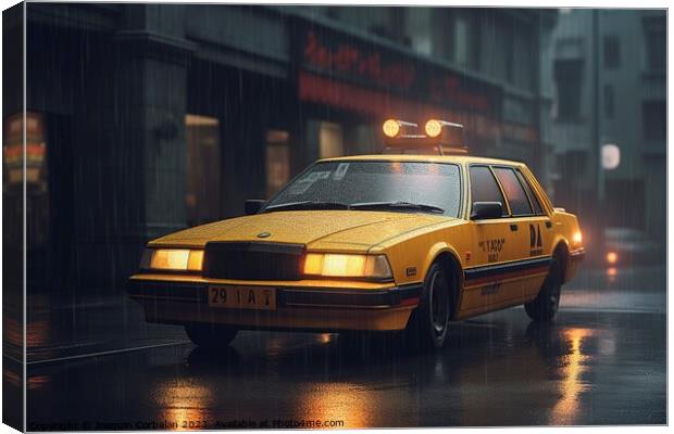 Modern futuristic ny taxi. Ai generated. Canvas Print by Joaquin Corbalan