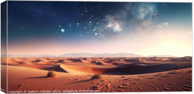 Beautiful night landscape of the desert with the s Canvas Print by Joaquin Corbalan