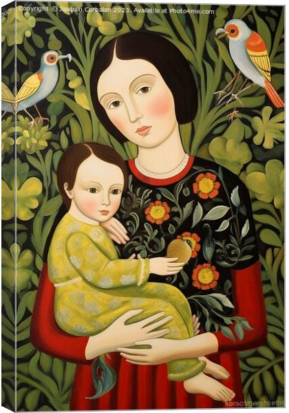 Artistic illustration of a mother with her baby, w Canvas Print by Joaquin Corbalan