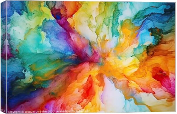 A vivid burst of colors radiates from the center,  Canvas Print by Joaquin Corbalan