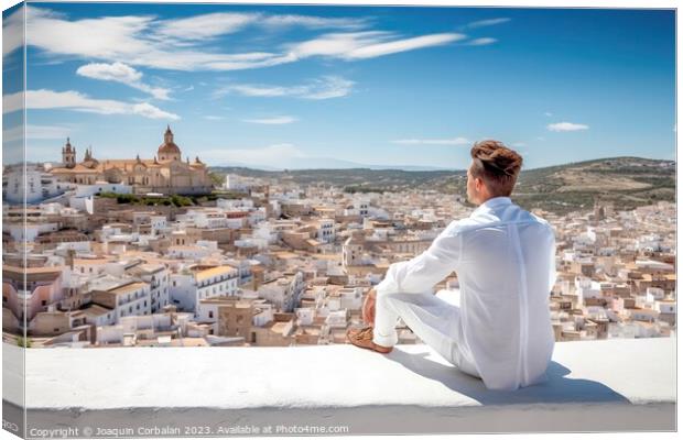 English tourist admires the landscape of the Andal Canvas Print by Joaquin Corbalan