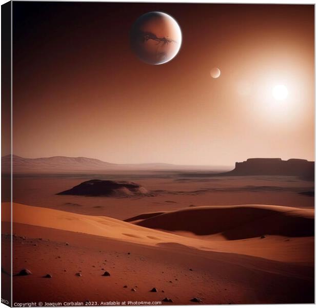 A red planet, like Mars, with an unexplored horizo Canvas Print by Joaquin Corbalan