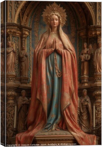 Stature of the Virgin Mary in a prayer pose. Canvas Print by Joaquin Corbalan