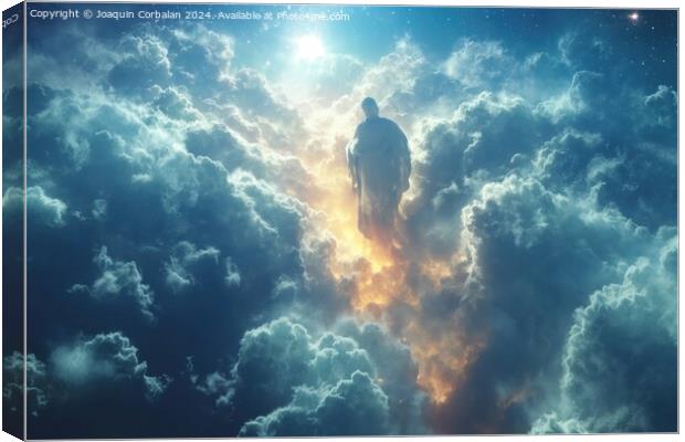 The path to paradise in heaven is guided by good deeds. Heavenly clouds background. Canvas Print by Joaquin Corbalan