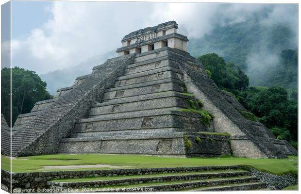 A photo showcasing a large pyramid structure stand Canvas Print by Joaquin Corbalan