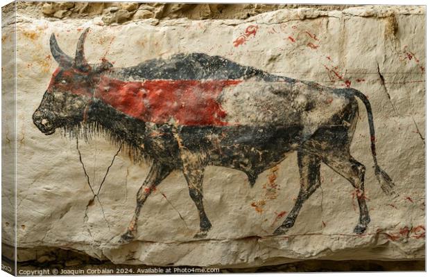An artistic cave painting of a bull standing proud Canvas Print by Joaquin Corbalan