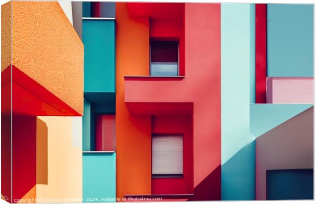 A vibrant building featuring various colors, numer Canvas Print by Joaquin Corbalan