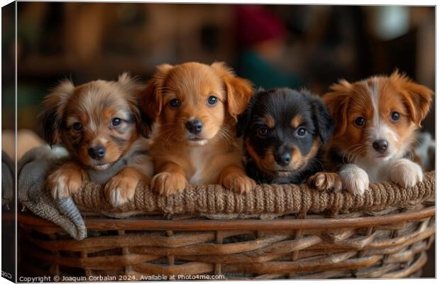 A collection of adorable puppies sitting together  Canvas Print by Joaquin Corbalan
