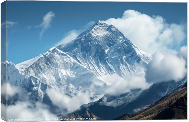 A stunning photo of a towering snow-covered mounta Canvas Print by Joaquin Corbalan