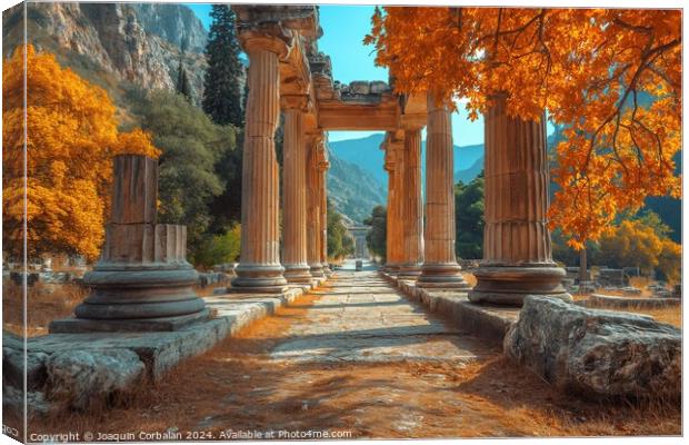 Colonnade of an ancient Greek temple in a private Mediterranean villa. Canvas Print by Joaquin Corbalan