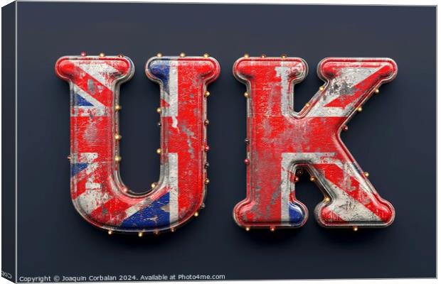 A stunning photo showcasing the letter UK painted with the vibrant colors of the British flag. Canvas Print by Joaquin Corbalan