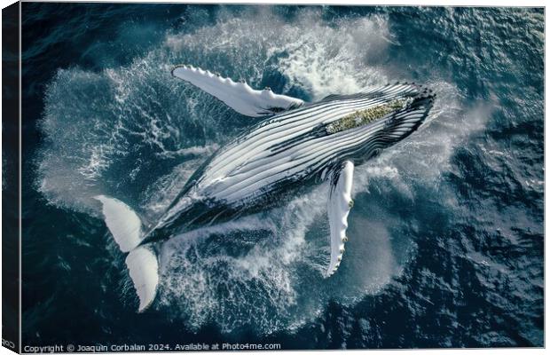A humpback whale gracefully swims in the ocean. Canvas Print by Joaquin Corbalan
