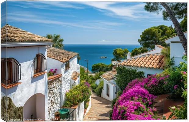 A captivating view of the vast ocean from a stylish vacation home in Spain, offering a raw connection with nature. Canvas Print by Joaquin Corbalan