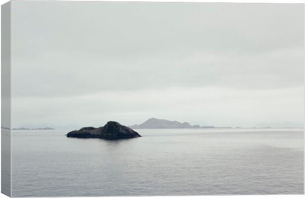 North sea with cold and snow view of the horizon and rocky coast Canvas Print by Joaquin Corbalan