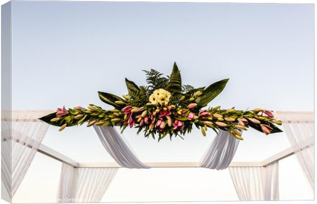 Floral decorations in the spaces of a wedding restaurant. Canvas Print by Joaquin Corbalan