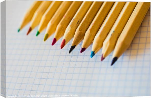 Group of pencils arranged on graph paper. Canvas Print by Joaquin Corbalan
