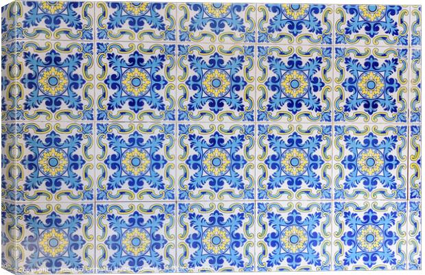 Typical Valencian tiles and slabs used to decorate the walls of the Barracas. Canvas Print by Joaquin Corbalan