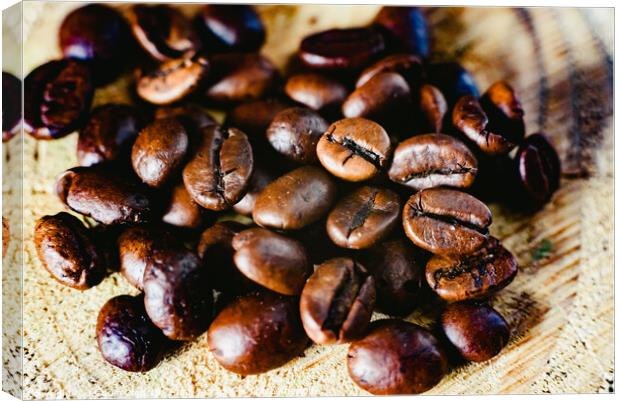 Detail of roasted coffee beans, produced in Colombia. Canvas Print by Joaquin Corbalan