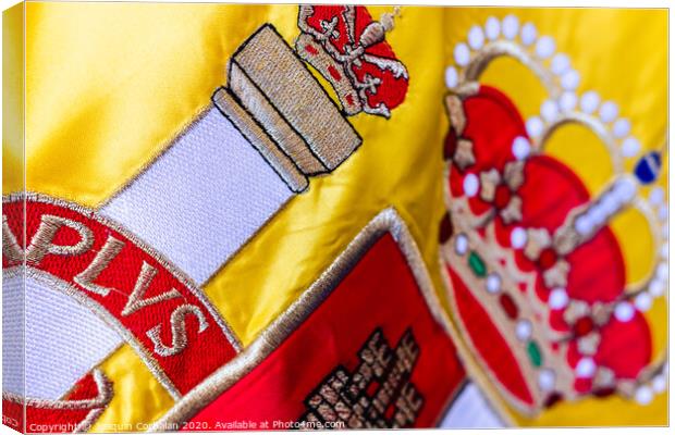Detail of the historical shield of the national flag of Spain. Canvas Print by Joaquin Corbalan