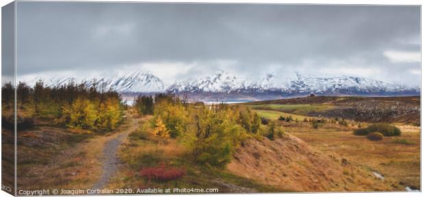 High Icelandic or Scottish mountain landscape with high peaks and dramatic colors Canvas Print by Joaquin Corbalan