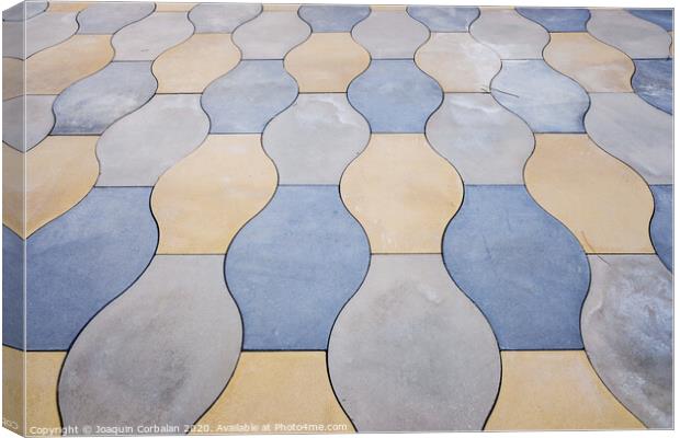 Urban background, floor with tiles of rounded shapes and earth colors. Canvas Print by Joaquin Corbalan