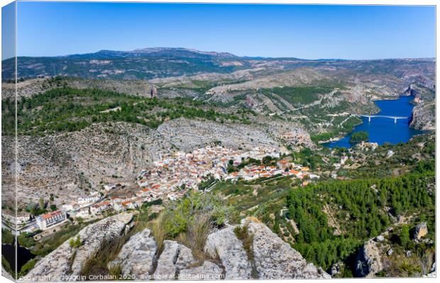 Inland tourist town in the mountains of Valencia, Cortes de Pallas. Canvas Print by Joaquin Corbalan