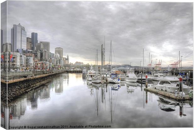 Seattle water front Canvas Print by Gopal seshadrinathan