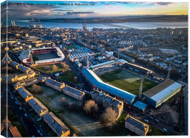 Dens Park and Tannadice Park stadiums, Dundee Canvas Print by Myles Campbell