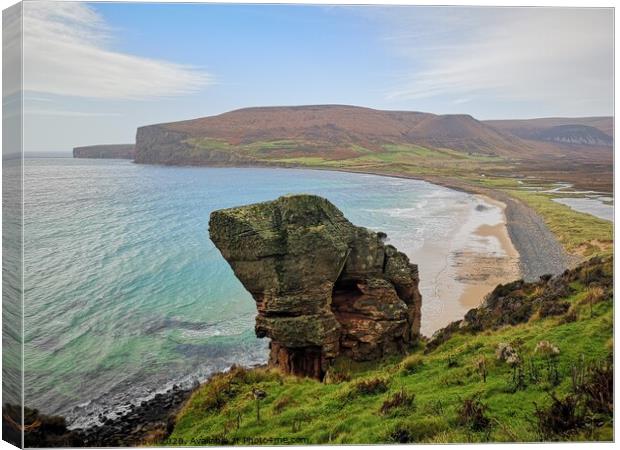Rock over Rackwick Bay Canvas Print by Myles Campbell