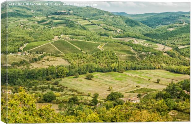 Vineyards landscapes in the morning in Albola Canvas Print by eyecon 