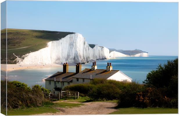 The Coastguards Cottages at Cuckmere Haven Canvas Print by Nick Hunt