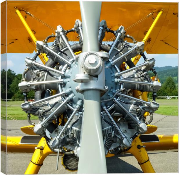 Stearman Aircraft Engine  Canvas Print by Mike C.S.