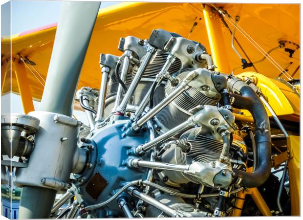 Stearman Aircraft Engine Canvas Print by Mike C.S.