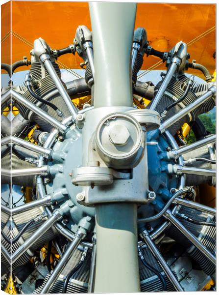 Stearman Aircraft Engine  Canvas Print by Mike C.S.