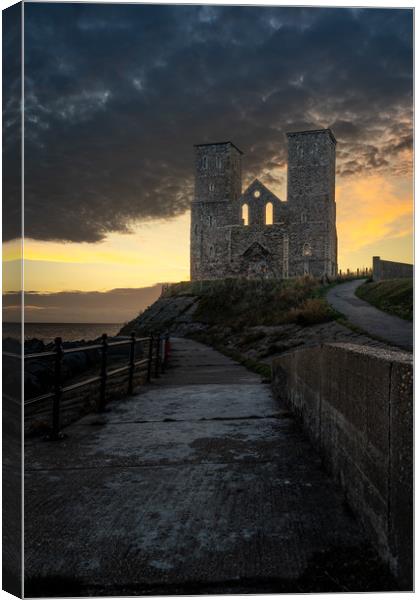 Reculver towers Roman fort Sunrise Canvas Print by Lubos Fecenko