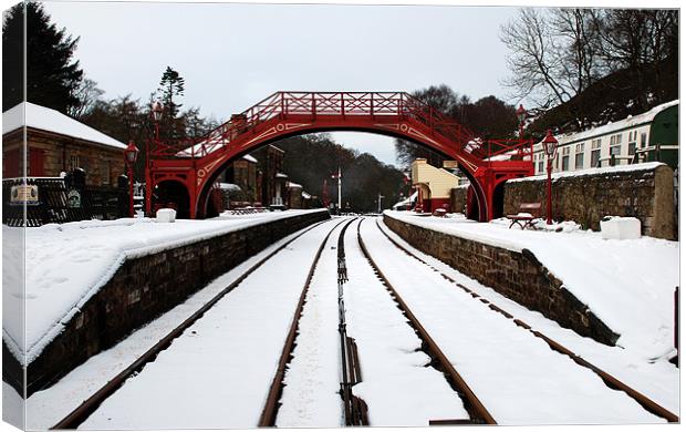 Snow at Goathland Railway Station Canvas Print by Simon Marshall