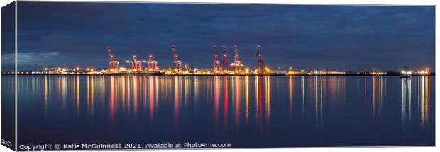 Bootle Docks, River Mersey panorama Canvas Print by Katie McGuinness