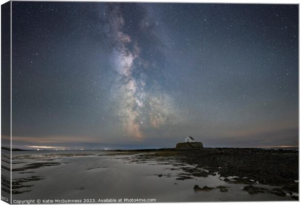 Church in the sea, milky way Canvas Print by Katie McGuinness