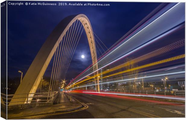Hulme Archway light trails, Manchester Canvas Print by Katie McGuinness