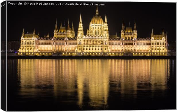 Hungarian Parliament building, Budapest Canvas Print by Katie McGuinness