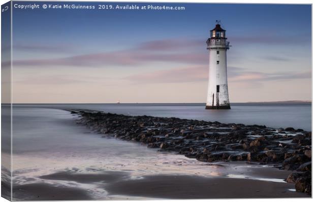 Sunset at Perch Rock Lighthouse, New Brighton Canvas Print by Katie McGuinness