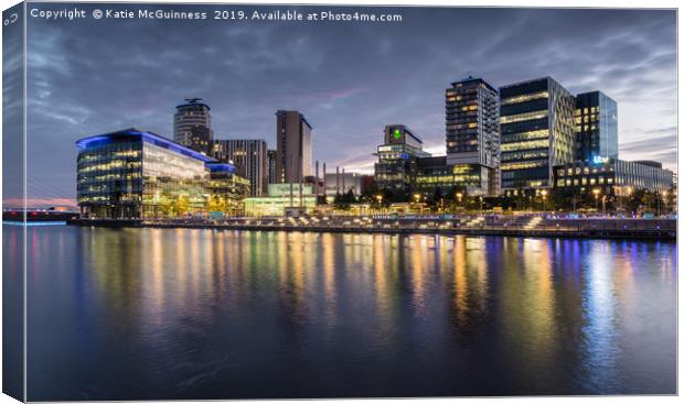 Media City Sunset Reflections Canvas Print by Katie McGuinness