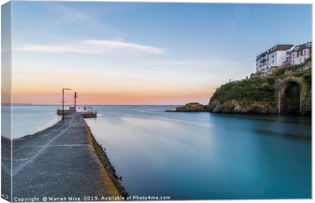 Looe pier and Harbour entrance Canvas Print by Warren Wise